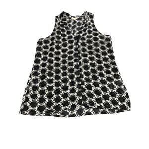 Banana Republic V-Neck Black White‎ Dots Sheer Blouse Medium